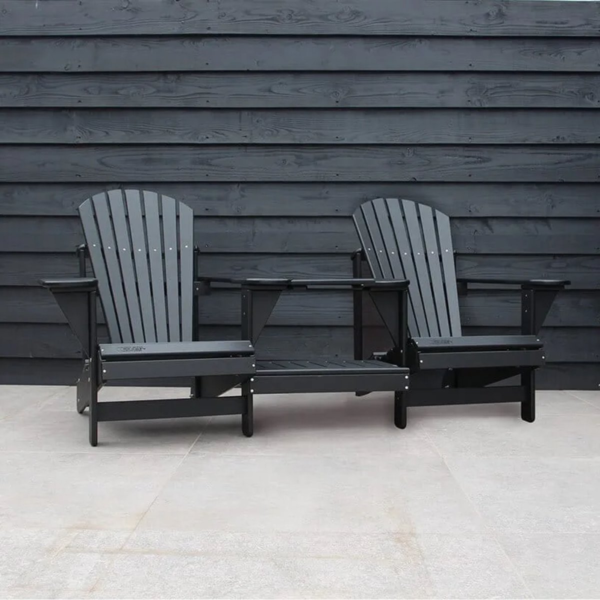 Originele Adirondack Tete-a-tete Tuinbank | Kunststof | Zwart | 10 jaar garantie | Binnen 2-5 werkdagen geleverd | Canada Comfy Chair