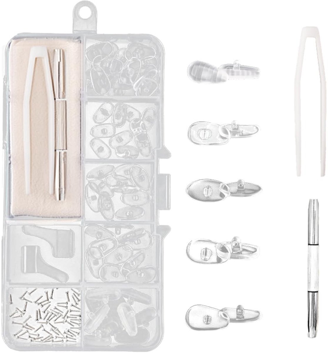 Elzusha - 35 Paar Antislip Neuspads voor Brillen - Inclusief Schroeven en Schoonmaakset