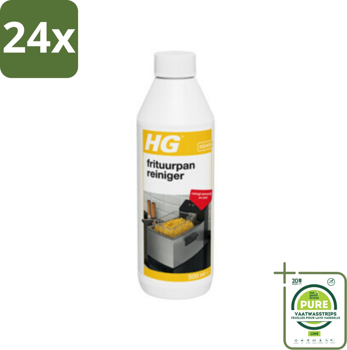 HG Frituurpanreiniger 500 ml - Voordeelverpakking - 24 stuks - Frituurpanreiniger - Vet verwijderen