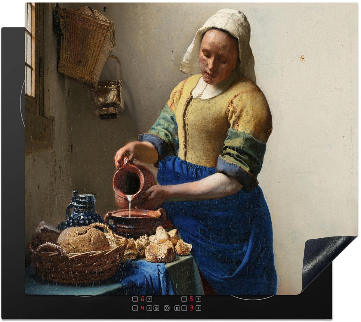 Elzusha - Inductie Beschermmat - Vinyl - De Melkmeid van Vermeer - 60x52cm