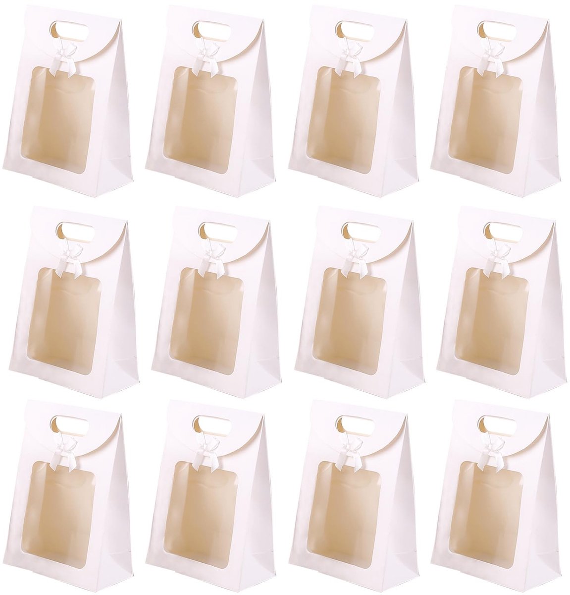 Elzusha - Geschenkzakje met Handvat, Wit, 12 Stuks voor Verpakking