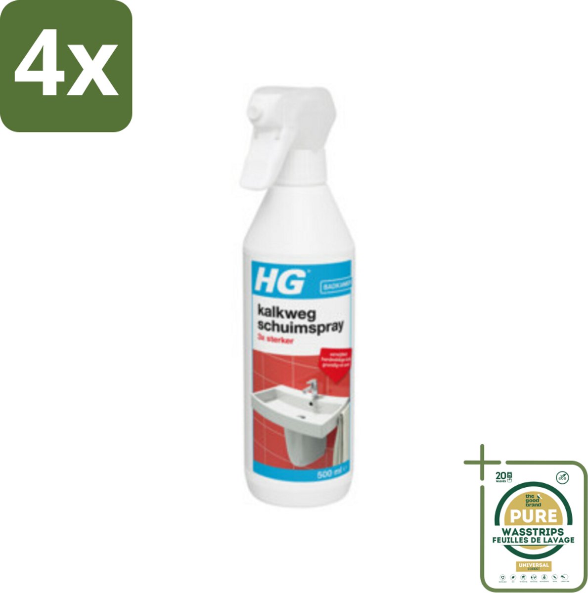 HG Kalkweg Schuimspray 3x Sterker 500 ml - Voordeelverpakking - 4 stuks - Badkamerschoonmaak - Schimmelreiniging
