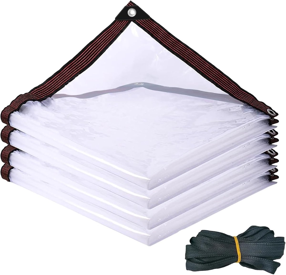 Transparant zeil 2 x 3 m met oogjes, 160 g/m², waterdicht, stofdicht, weerbestendig, wind- en regenbescherming