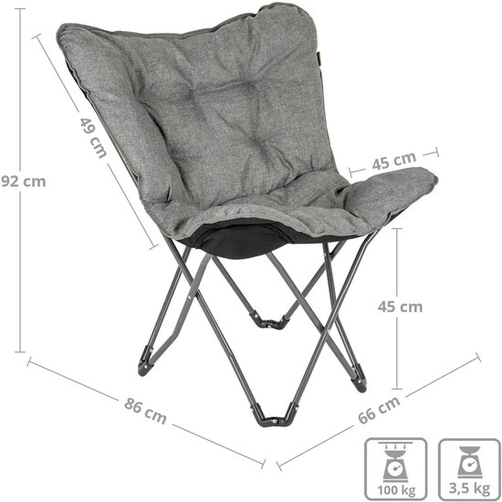 Bo-Camp - Urban Outdoor - Vlinderstoel - Redbridge - M - Oxford polyester - Grijs van Bo-Camp — afbeelding 5