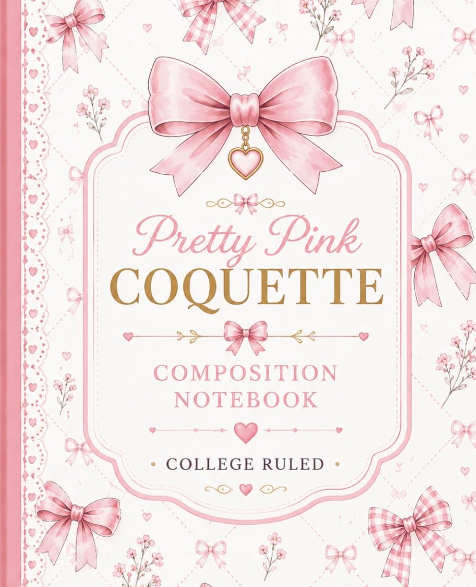 Cute Girly College Ruled Notebooks for School: Pretty Pink Coquette Composition Book: Aesthetic Bow Journal for - ShopVlot