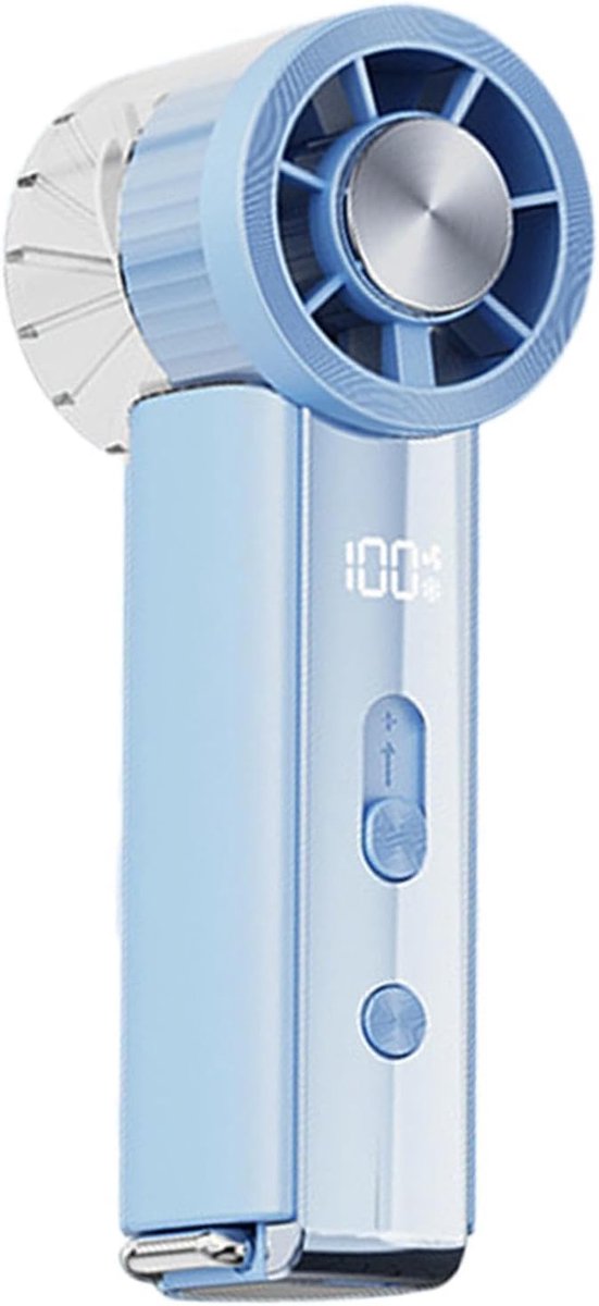 Draagbare Mini Ventilator - Handventilator - Verkoelende Airflow - USB-Oplaadbare - 6 Standen - LED Display - Kleine Portable Ventilator met USB - Mini fan Gezichtsventilator - Voor Thuis, Kantoor & Onderweg - Outdoor gebruik - Blauw