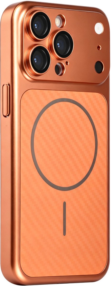 TUNIQ telefoonhoesje voor Apple iPhone 15 Pro Max - MagSafe met fiber pattern PC - Oranje
