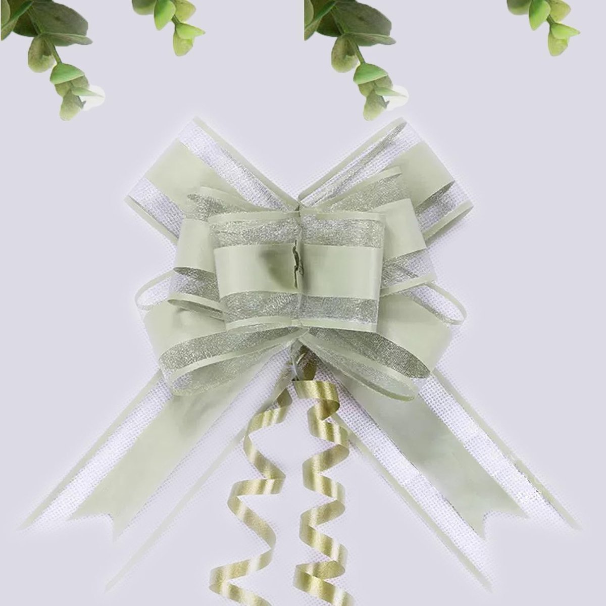 Grote Geschenkstrikken Set van 20 Stuks, Decoratieve Strikken voor Bruiloften, Kerst en Autodecoratie, 16 cm met Trekband en Cadeaulint, Groene Kleur