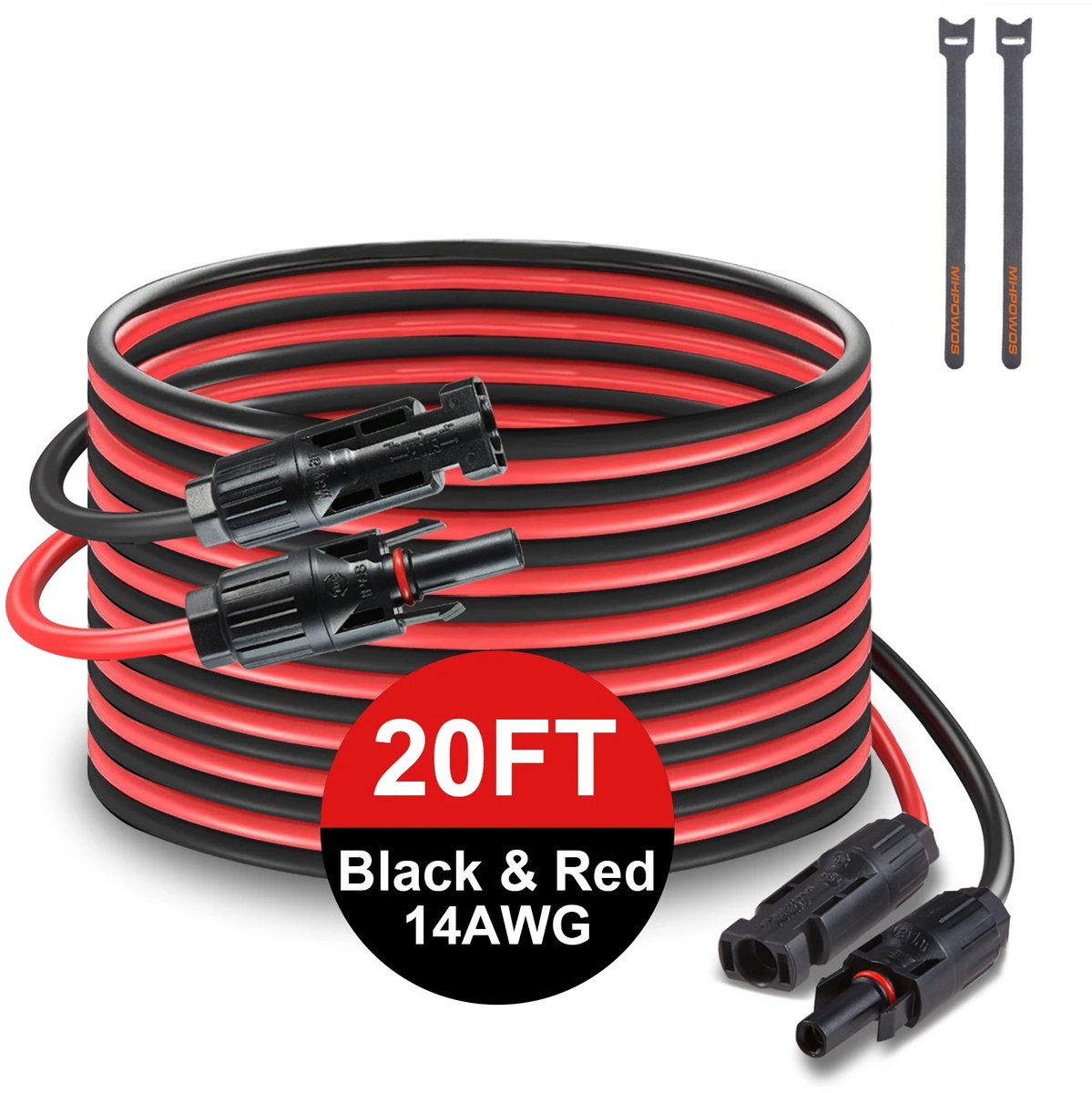 Cherrys Finds - Solar Kabelverlenging - Verlengkabel Voor Zonnenpanelen - 6 Meter - Verlengkabel - Vertinde Koperkabel - Kit Met Vrouwelijke Mannelijke Connectoren - 14AWG Solar - Zwart en Rood