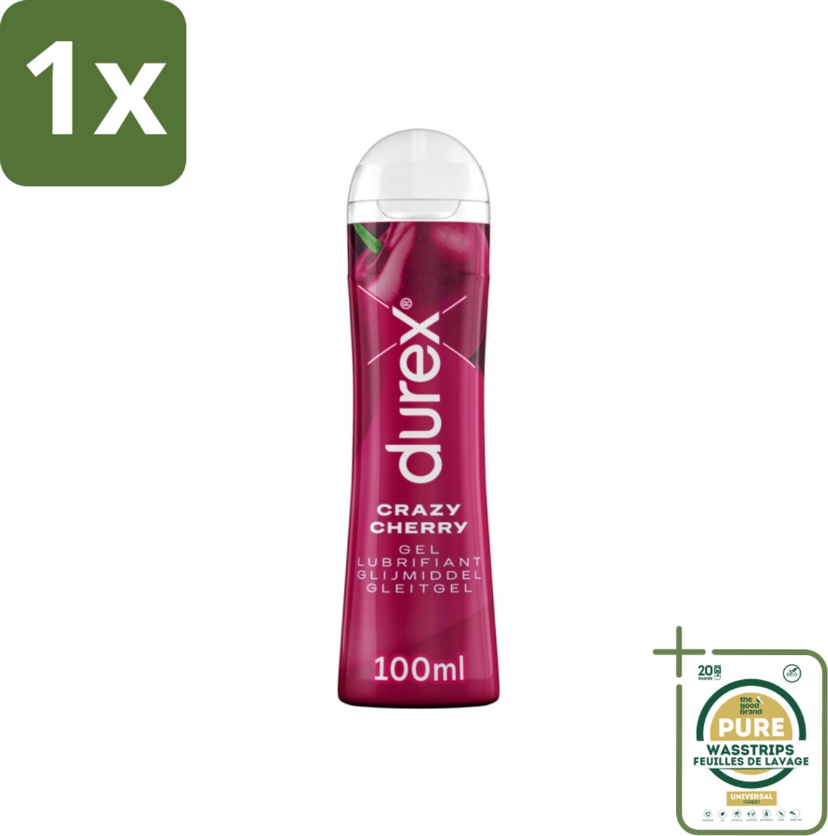 1 x Durex - Crazy Cherry - Glijmiddel - 100 ml- Lubrikeren - Intimate Gebruik - Waterbasis - Anal Seks - Orale Seks