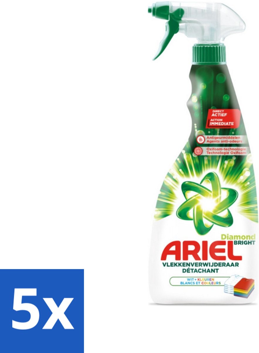 5 x Ariel Diamond Bright - Vloeibare Vlekverwijderaar - Witte en Gekleurde Was - 30 Wasbeurten - Vlekverwijderaar - Wasbeurt - Witte Was - Gekleurde Was - Koud Water