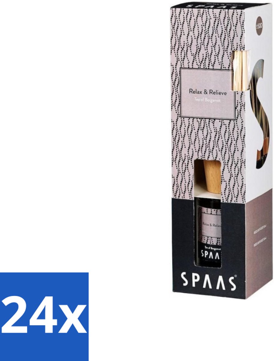 24 x Spaas - Geurstokjes - Relax & Relieve - Bergamotthee - 80 ml - Geurstokjes - Geurverspreider - Bergamotthee - Relax - Ontspannen