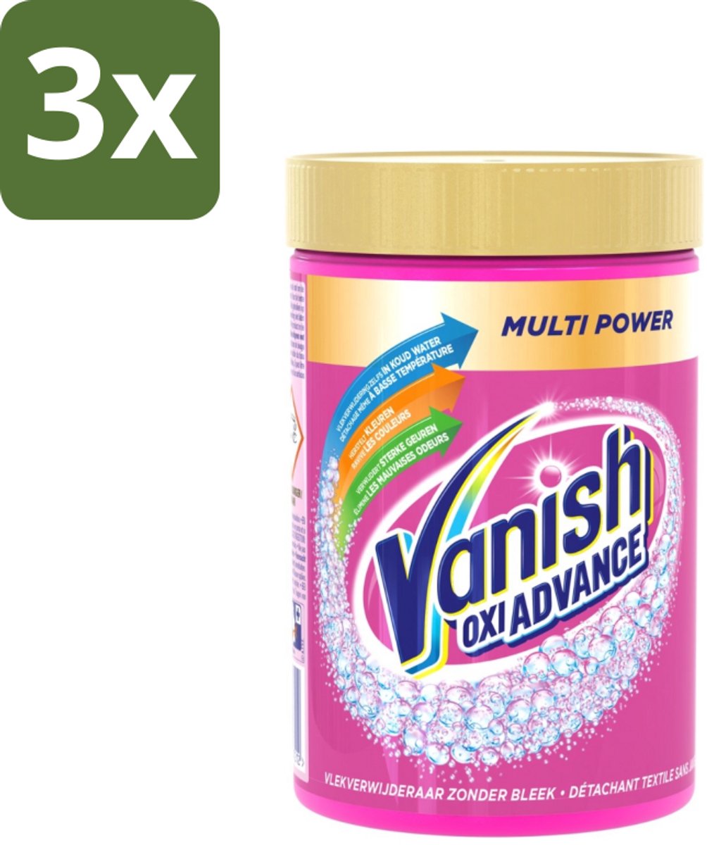 3 x Vanish Oxi Advance - Vlekkenverwijderaar Poeder - Zonder Bleek - Gekleurde Was - 600 Gram - Vlekkenverwijderaar - Wasmiddel - Vlekken - Gekleurde Was - Zuurstof