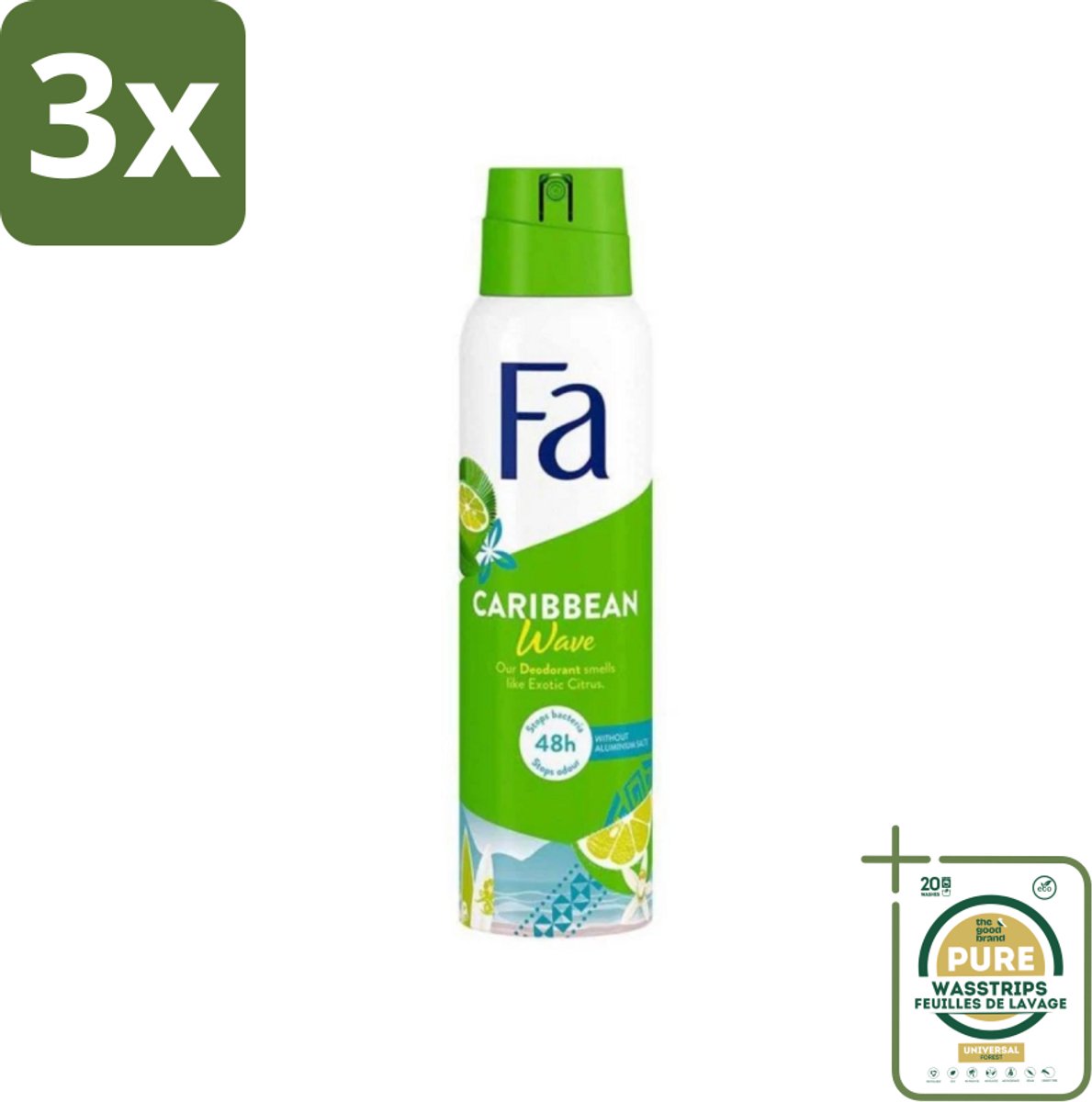 3 x Fa Deodorant Spray Lime Squeeze 150 ml - Grootverpakking - Deospray Citroen - Citroengeur - Frisheid - Lichaamsgeur - Geur