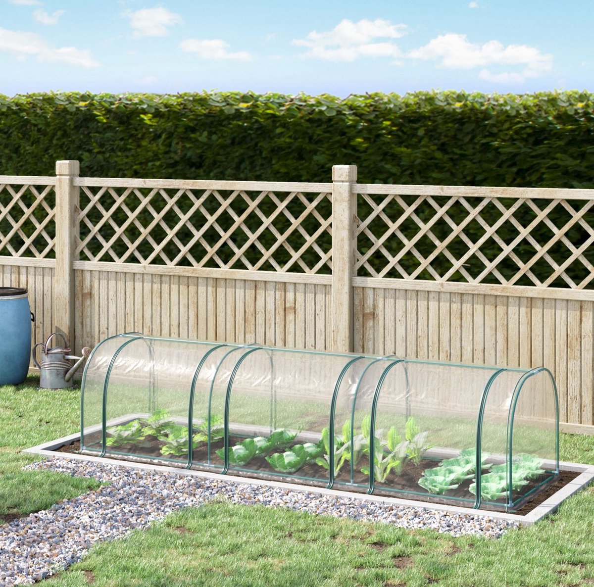 REDOM - Foliekas - Tunnelkas met deur - Transparante PVC-folie - Stalen frame - Voor balkon, terras en tuin - 350 x 100 x 80 cm
