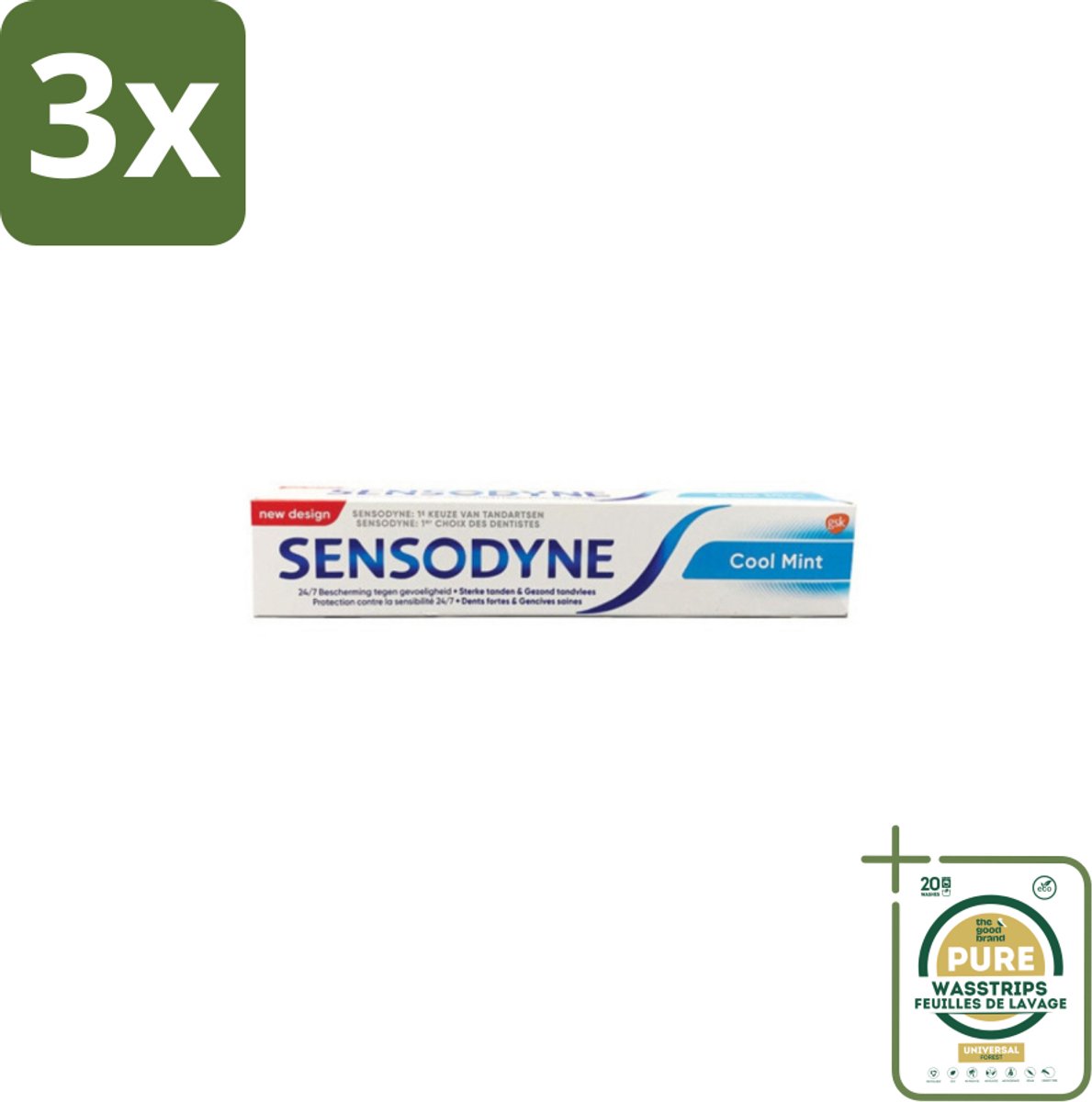 3 x Sensodyne - Tandpasta - Cool Mint - Gevoelige Tanden - 75 ml - Grootverpakking - Gevoelige Tanden - Tandgevoeligheid - Cool Mint - Tandpasta - Tandgevoeligheid Verlichten