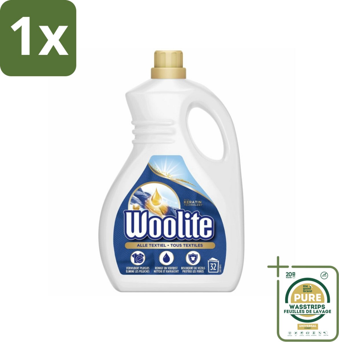 1 x Woolite Textile - Vloeibaar Wasmiddel - Met Keratine - Textiel Was - 32 Wasbeurten - 1,9L- Textiel Wasmiddel - Keratine Wasmiddel - Wasmiddel Voor Kleding - Wasmiddel Voor Textiel - Wasmiddel Met Keratine