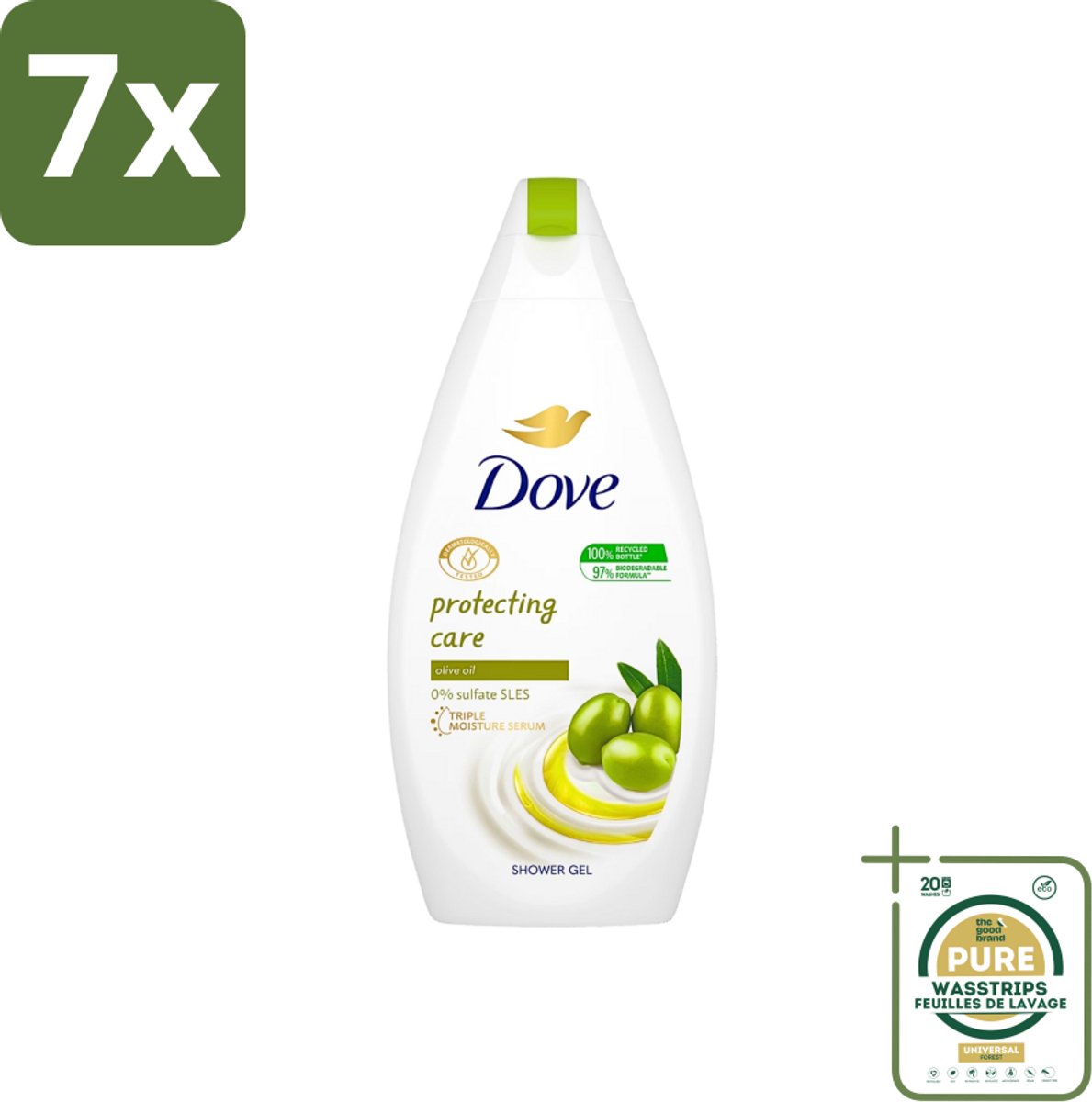 7 x Dove Protecting Care - Douchegel - Olijfolie - Sulfaatvrij - 450 ml - Grootverpakking - Douchegel - Olijfolie - Huidverzorging - Sulfaatvrije Douchegel - Hydraterende Crème