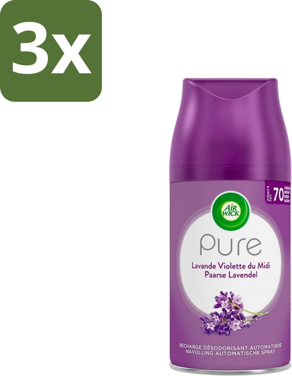 3 x Air Wick Freshmatic - Luchtverfrisser Navulling - Pure Fresh Lavendel - 250ml - Lavendelgeur - Luchtverfrisser - Geurverspreider - Geurneutraliseren - Geurintensiteit