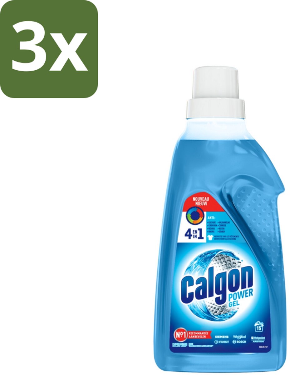 3 x Calgon - Wasmachinereiniger - Gel - Tegen Kalkaanslag / Wasmiddelresten / Geuren - 750 ml - 15 Wasbeurten - Wasmachine Reinigen - Kalkvrije Wasmachine - Wasmachine Beschermen - Wasmiddelresten Verwijderen - Wasmachine Geuren Verwijderen