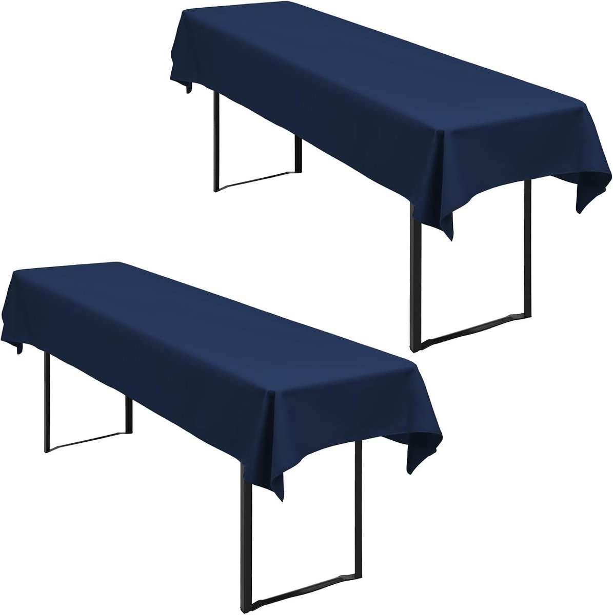 Set van 2 Waterdichte Tafelkleedjes in Donkerblauw 250x100cm voor Tuin, Picknick en Binnengebruik