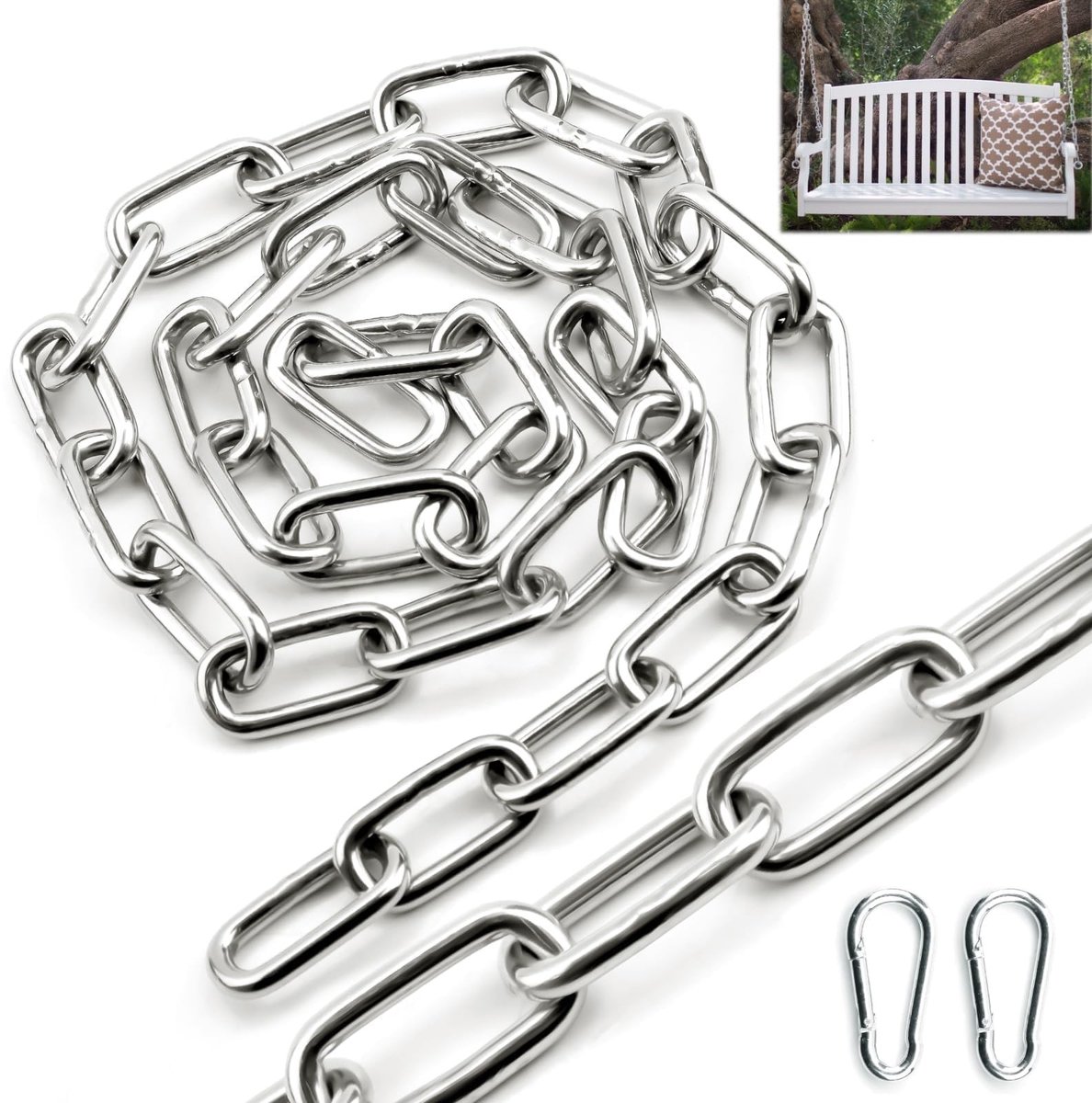 Elzusha - Heavy Duty RVS Ketting 5mm x 1m met Karabijnhaak