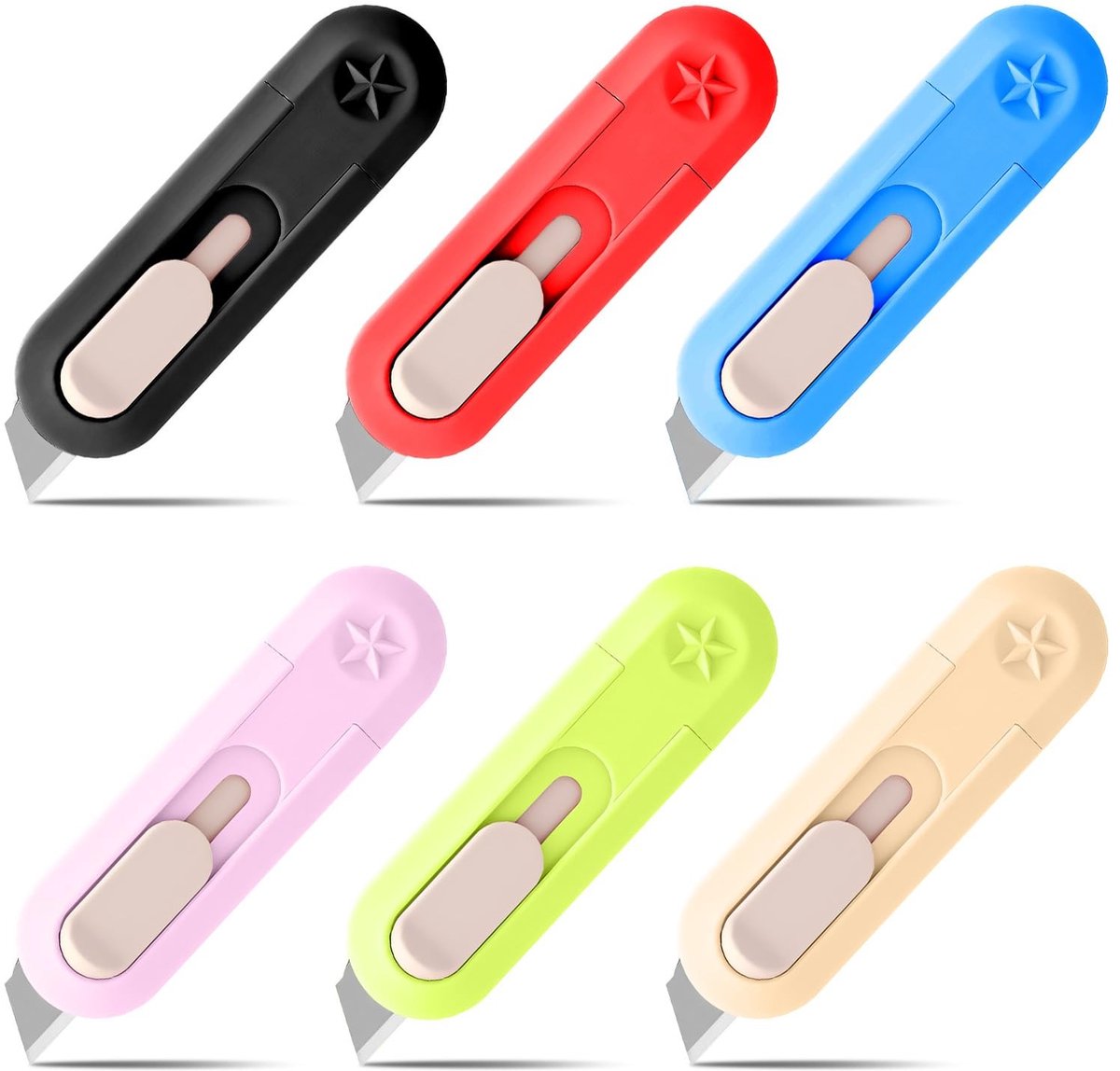 Elzusha - Set van 6 Mini Box Cutters, Handige en Draagbare Snijgereedschappen