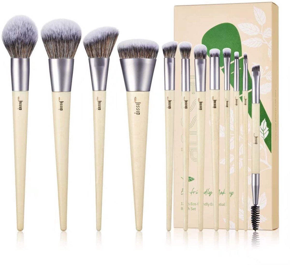 Elzusha - 12-delige Premium Make-up Kwasten Set van Eco-vriendelijk Materiaal