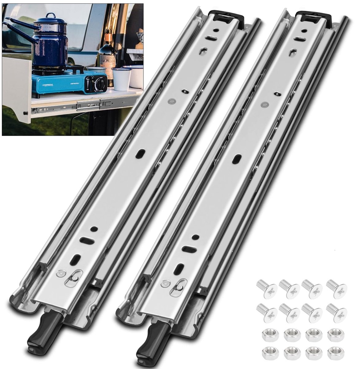 Elzusha - Heavy Duty Locking Drawer Slides met Slot