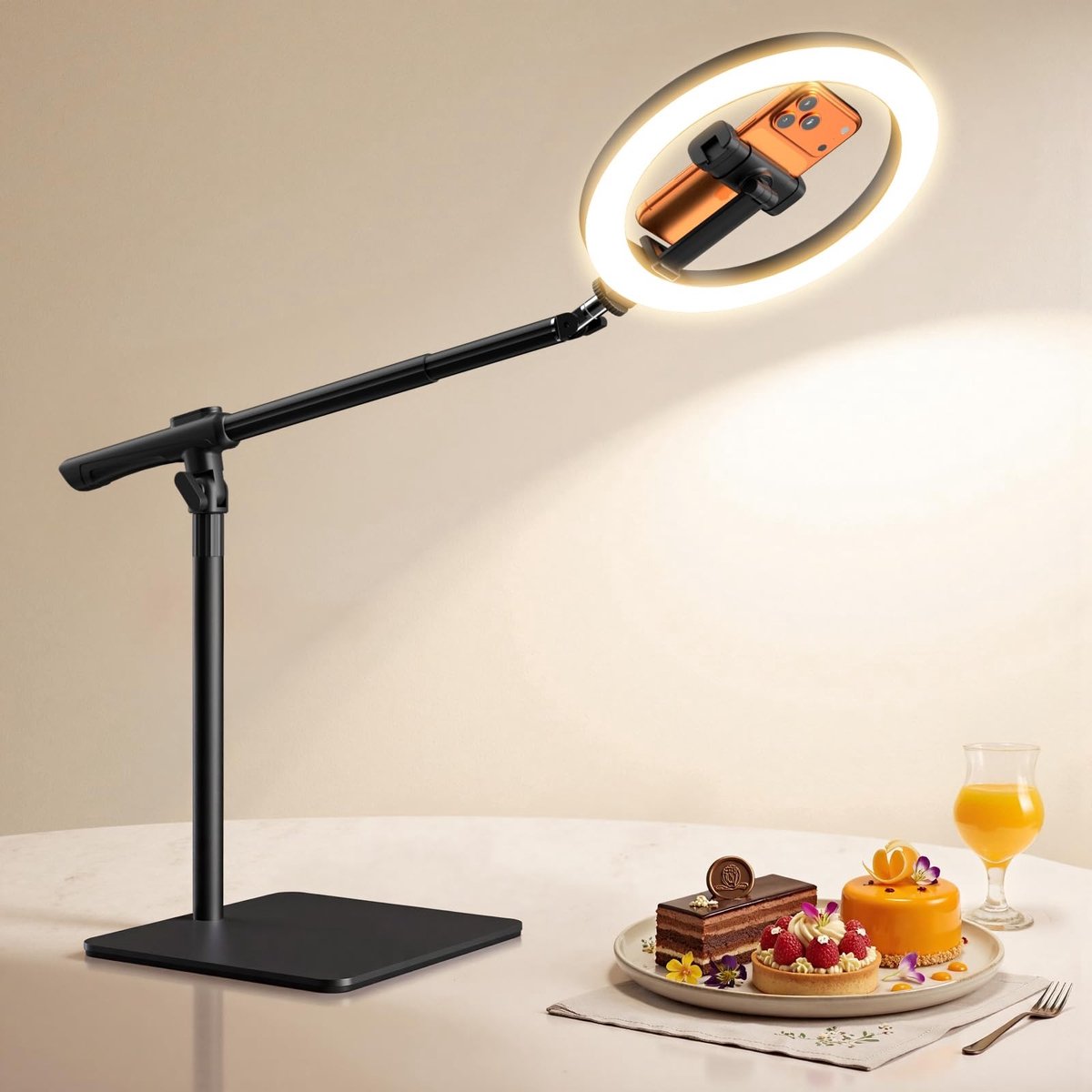 Elzusha - Overhead Telefoonhouder met Ringlicht en Statief voor Videoproductie