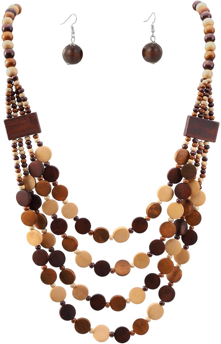 Elzusha - Houten Ketting voor Vrouwen in Retro Stijl
