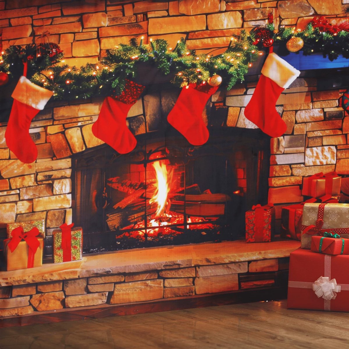 Elzusha - Kerst Open Haard Achtergrond voor Fotografie 152x91cm