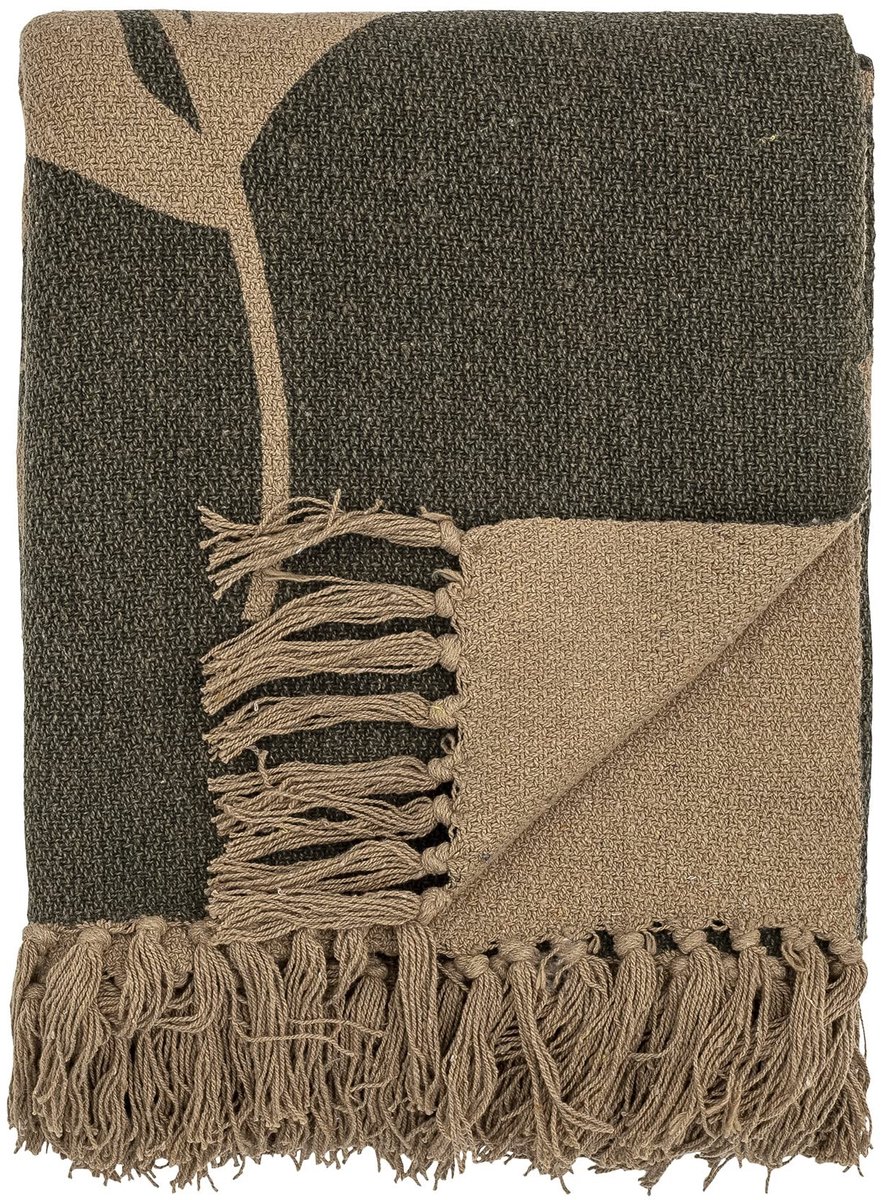 Elzusha - Plaid Geneva - Gerecycled Katoen - Groen 160x130cm