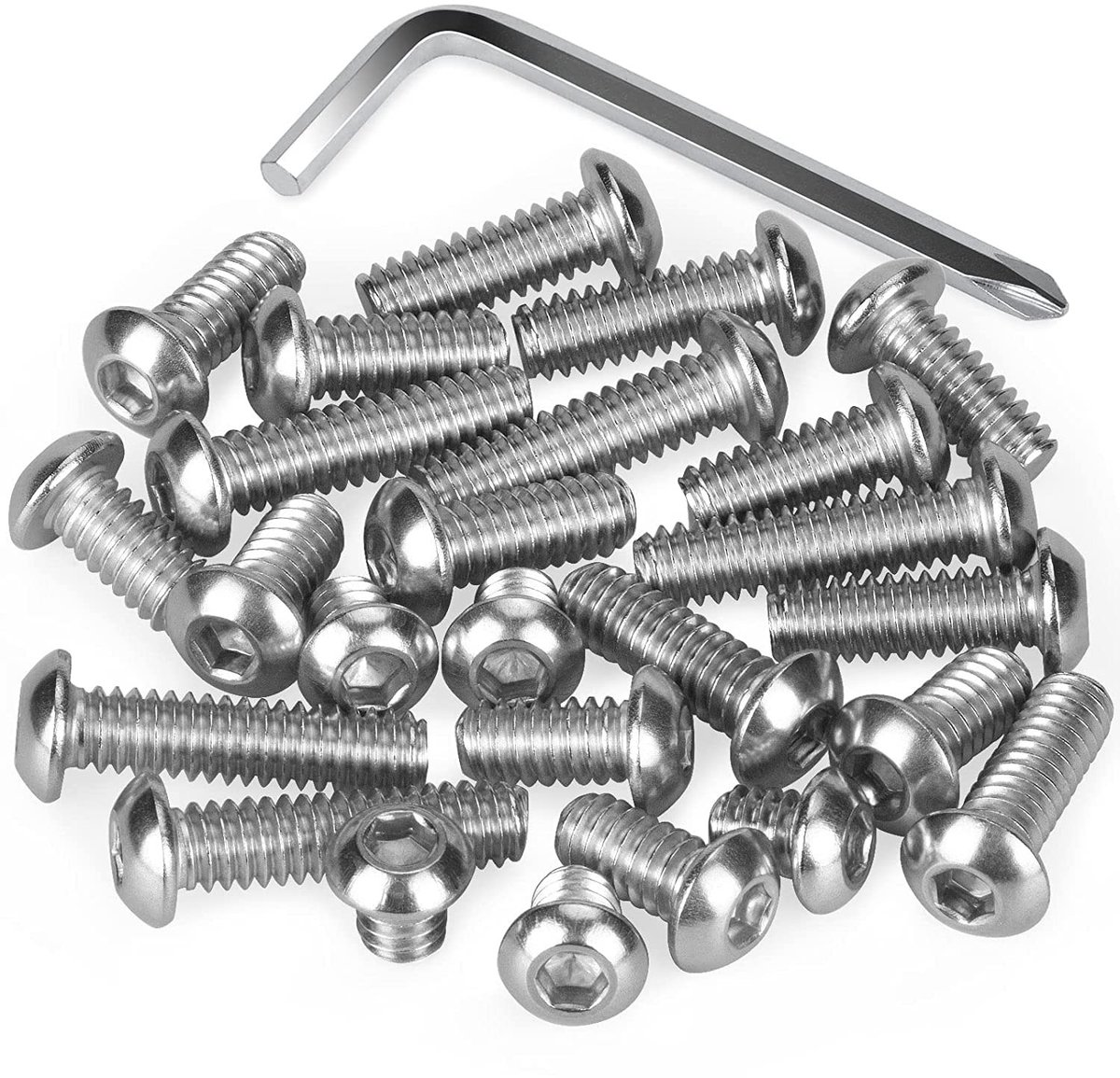 Elzusha - 1/4 Inch RVS Hex Schroeven met Inbussleutel (25 Stuks)