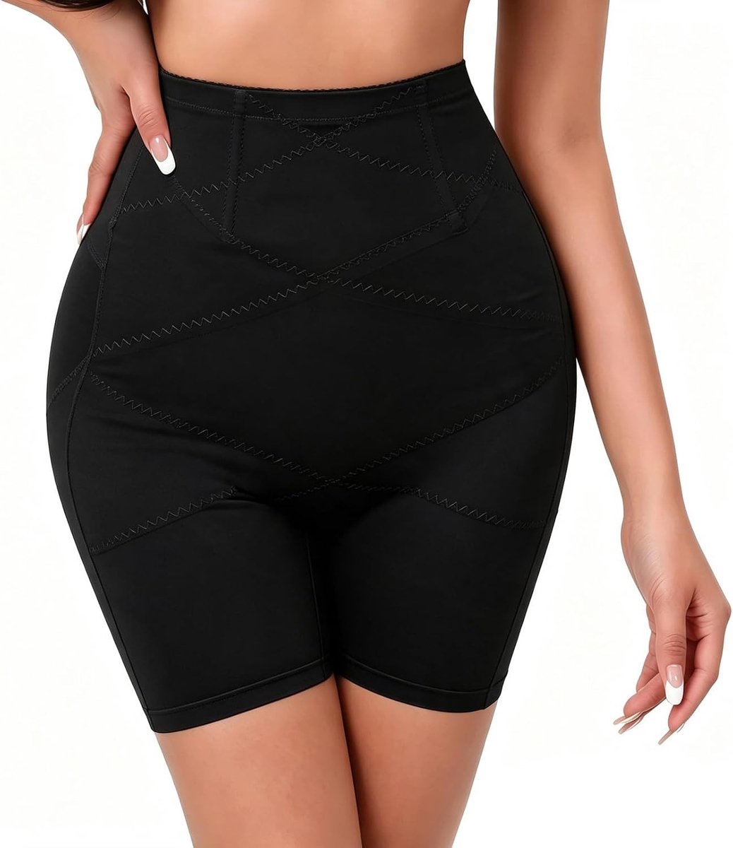 Buikcorrigerende shapewear voor dames, naadloze hoge taille onderbroek met dubbele compressie, body shaper en korsetbroek (L)