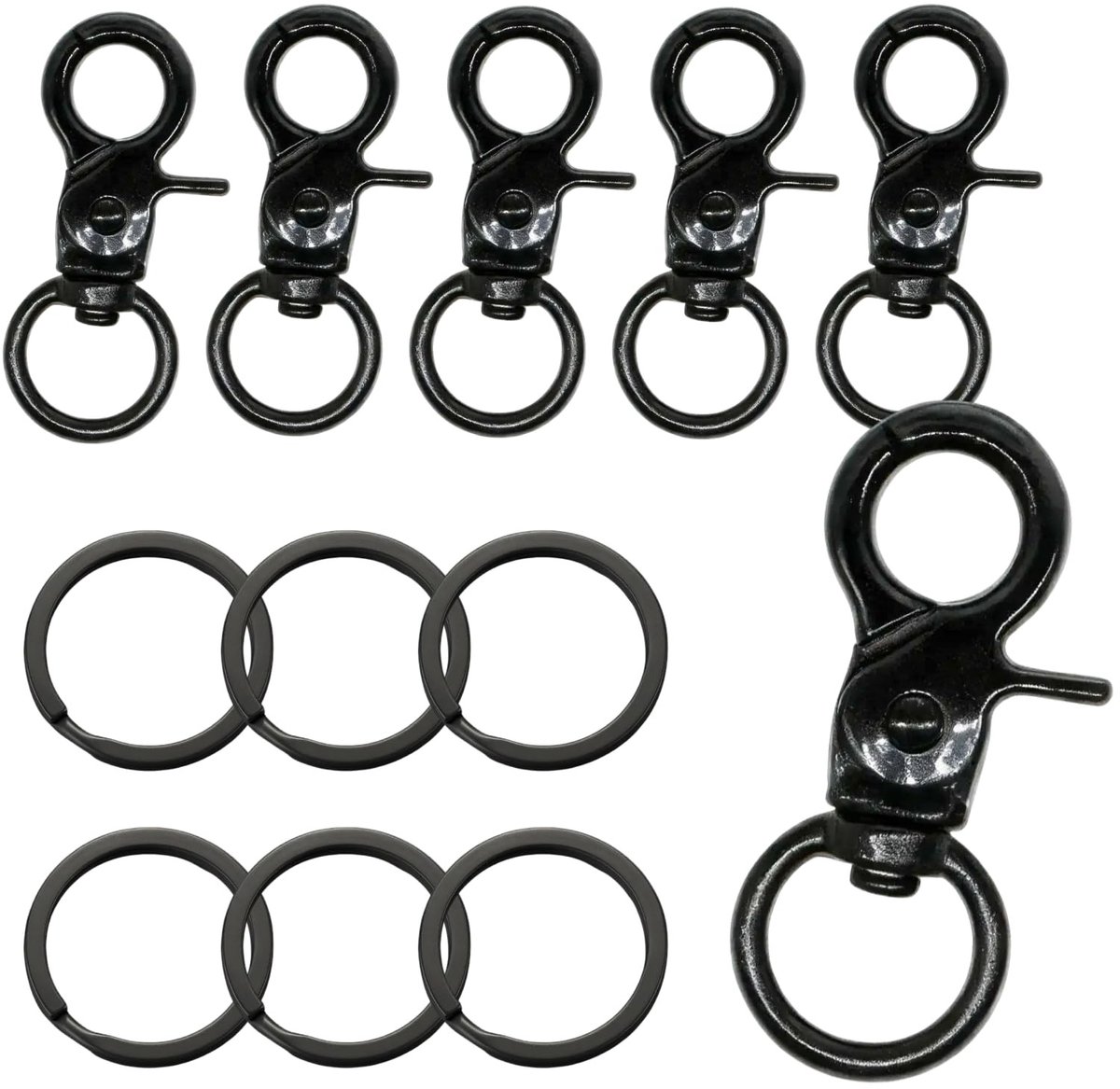 Elzusha - Set van 6 Carabinerhaken met 360° Rotatie en Sleutelhangers