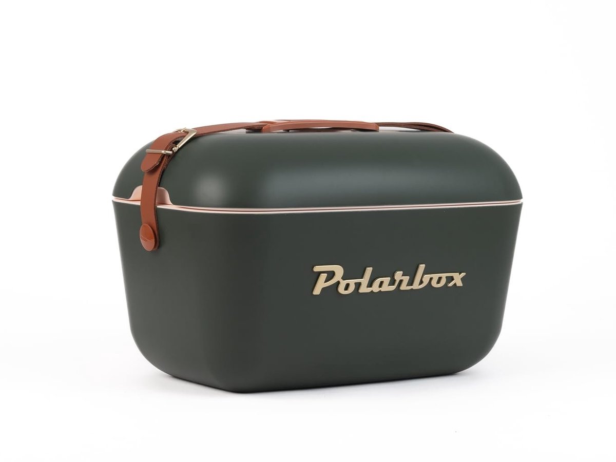 Elzusha- Koelbox passief - Koeltas - Retrodesign - Kunststof - 12/20 liter - Draagriem - Afneembaar deksel