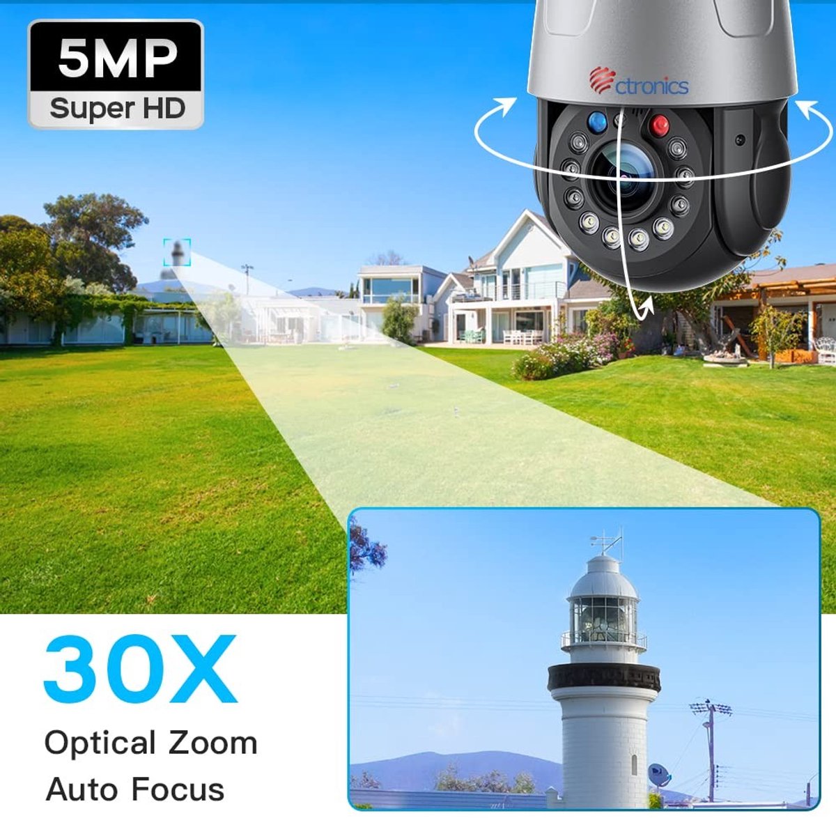 Elzusha - 5MP Beveiligingscamera met 30x Optische Zoom