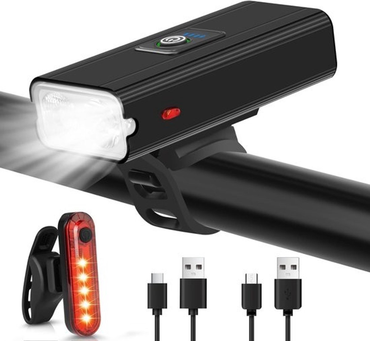 Bicycle Lights Voor Voor en Achter - Super Bright 6 Light Modes - Type-C Oplaadbare - Waterproof Fietslamp voor Wegfiets MTB Fietsen Vissen