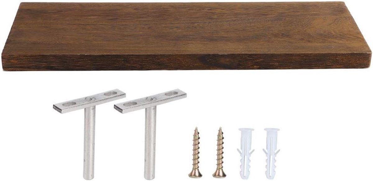 Houten Wandplank voor Slaapkamer en Woonkamer, Drijvende Plank voor Bloemen en Opslag (40 x 14 x 2cm)