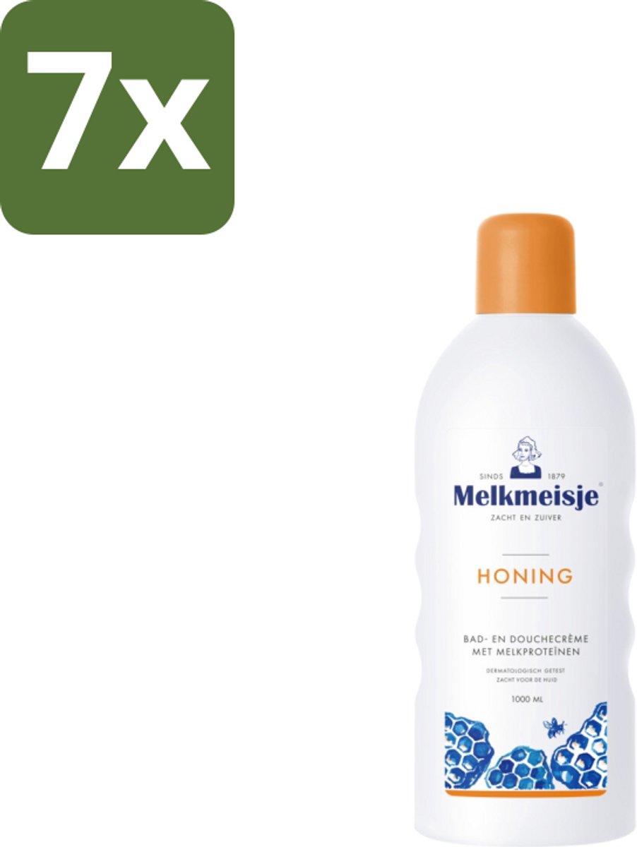 Melkmeisje – Bad & Douche – Honing – 1000 ml - Bulkverpakking - 7 stuks