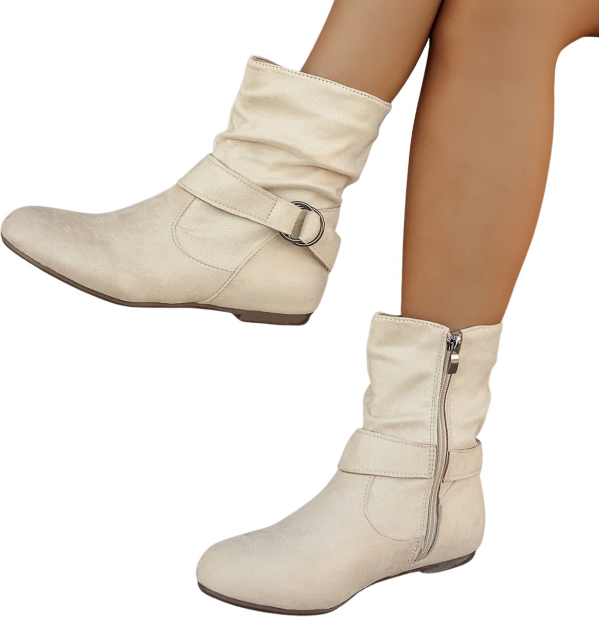 Currero Dames Cowboy Laarzen Hoge Hak Enkellaarzen Kniehoge Western Boots Chelsea 43 Beige