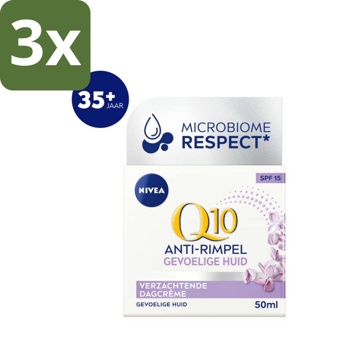 NIVEA – Dagcrème – Q10 Power Sensitive SPF 15 – 50 ml - Bulkverpakking - 3 stuks