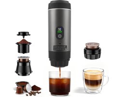 Klarven® Koffiezetapparaat Draagbaar - Batterijgevoed, Geen Stopcontact Nodig - Roestvrijstalen Binnenwand, Compact Voor Onderweg - Zwart H 27 x B 9 x D 9 cm