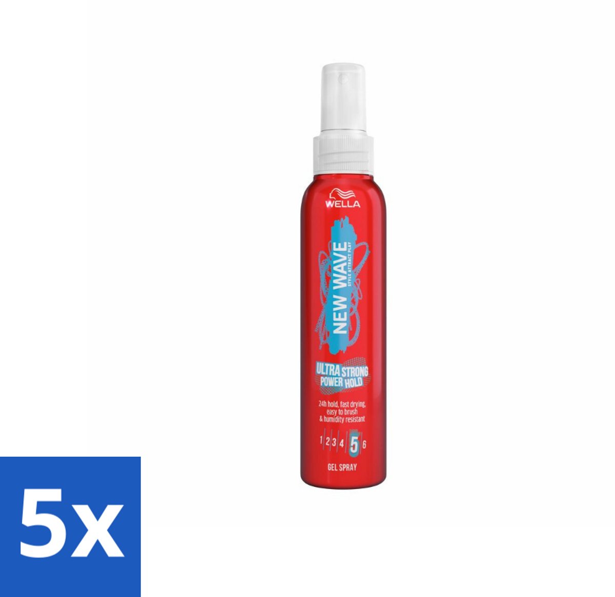 5 x Wella – New Wave Power Hold – Gelspray – 150 ml - Haarspray - Gel Spray - Krachtige Hold - Styling Spray - Haartypen