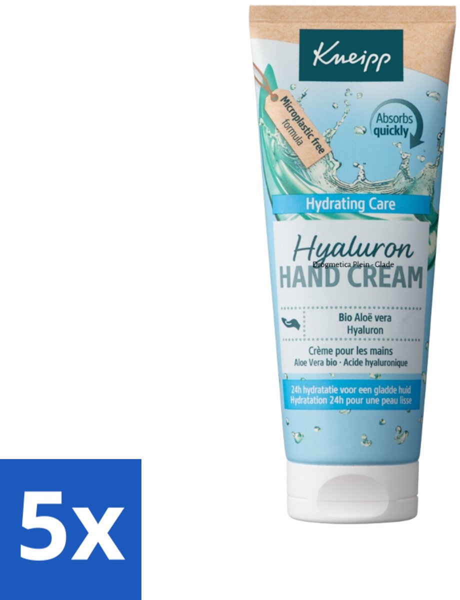 5 x Kneipp – Aloë Vera Bio – Handcrème met Hyaluronzuur – 75 ml - Handcrème - Hyaluronzuur - Bio Aloë Vera - Hydratatie - Droge Handen