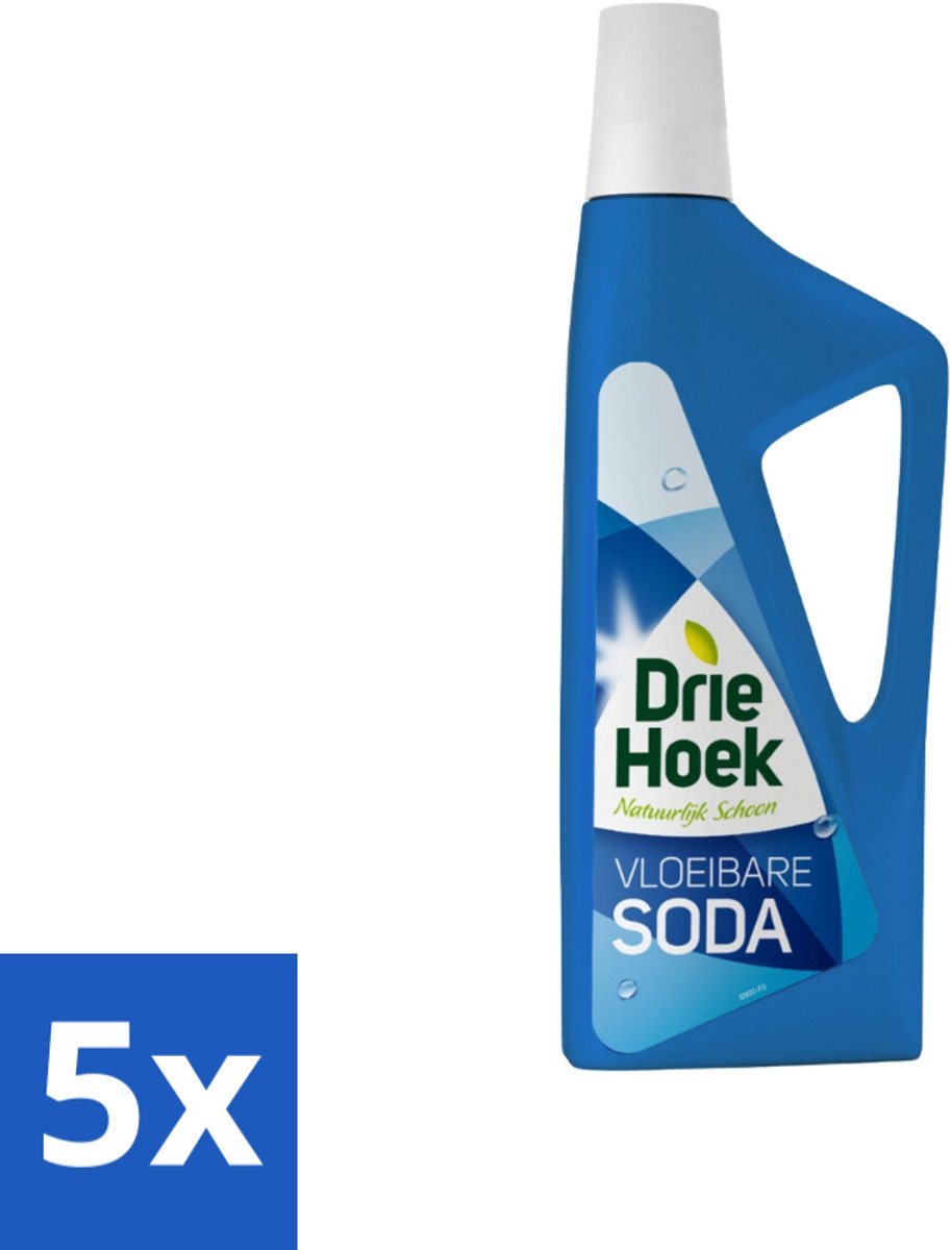 5 x Driehoek – Vloeibare Soda – 725 ml - Vloeibare Soda - Schoonmaakmiddel - Textiel Reinigen - Steen Reinigen - Parket Reinigen
