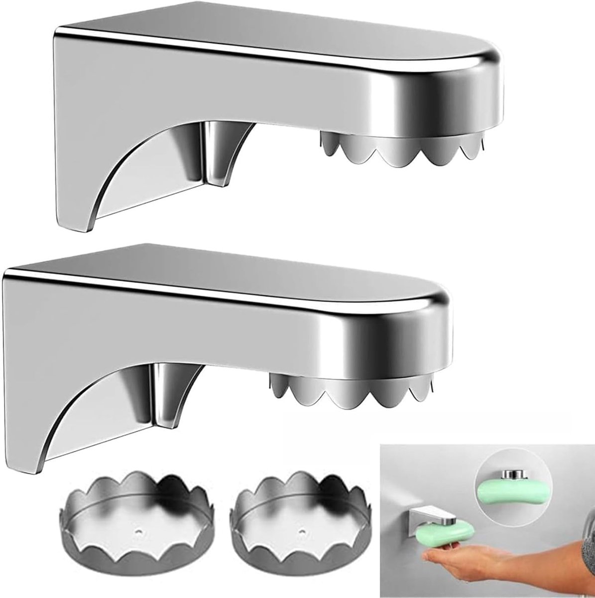 Set van 2 Magnetische Zeepdispensers van ABS voor Badkamer en Keuken - Handig en Ruimtebesparend Accessoire