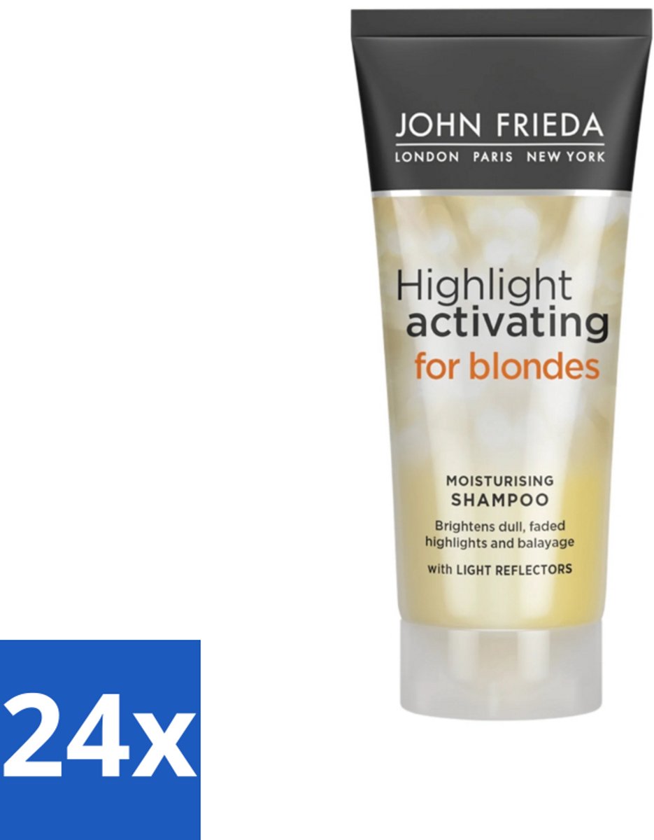 24 x John Frieda – Shampoo – Sheer Blonde Highlight Activating Brightening – Voor highlights – 250 ml - Blond Highlights - Verhelderende Shampoo - Zonnebloemextract - Witte Thee - Haarverzorging