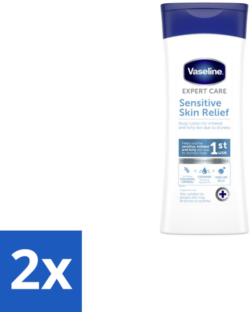 2 x Vaseline – Bodylotion – Expert Care Sensitive Skin Relief – 400 ml - Gevoelige Huid Verzorging - Huidjeuk Verlichting - Droge Huid Verzachting - Vaseline Bodylotion - Huidbarrière Herstel